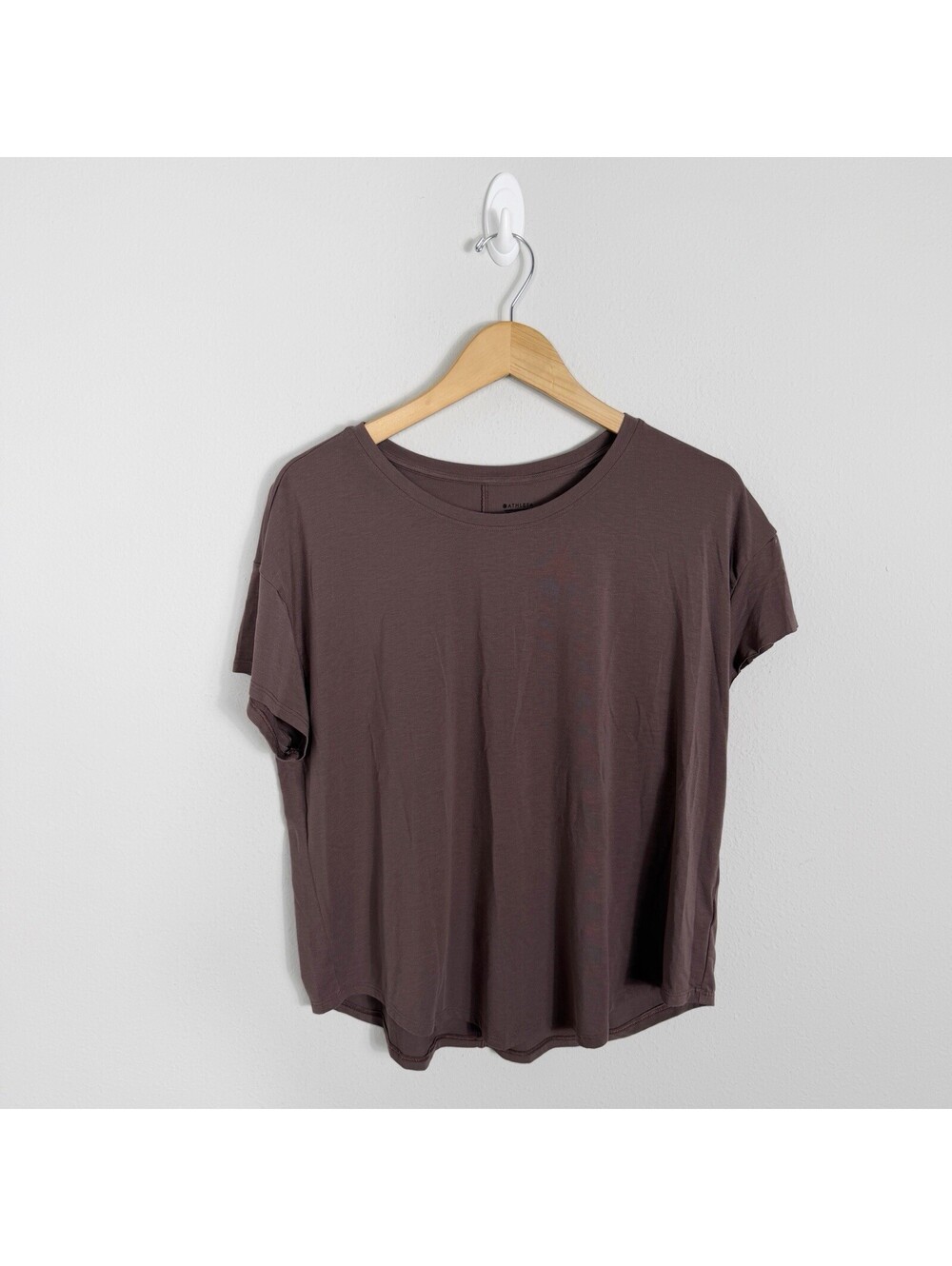 Athleta Move With Ease Tee Shirt Womens Large Short Sleeve Espresso Brown EUC